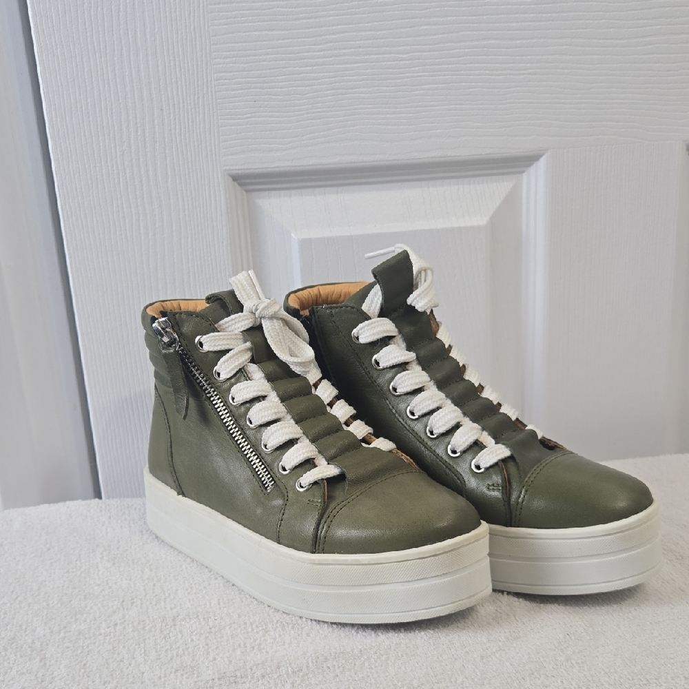 Tyche International Olive Green Platform High-Top Sneakers | Size EU 36 / US 5.5